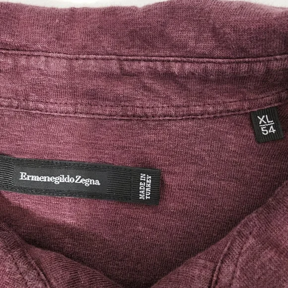Ermenegildo Zegna Linen Polo Shirt XL Slim Fit Burgundy - Picture 6 of 7